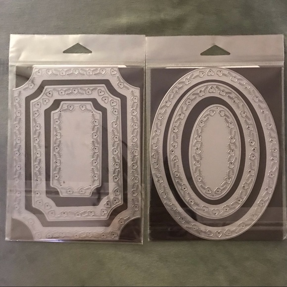 Lot of 2 Cheery Lynn stacker 3-pc frames dies (heart coved RECTANGLE,heart OVAL) - Picture 2 of 6
